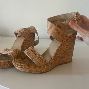 Stuart Weitzman cork platform wedge sandals